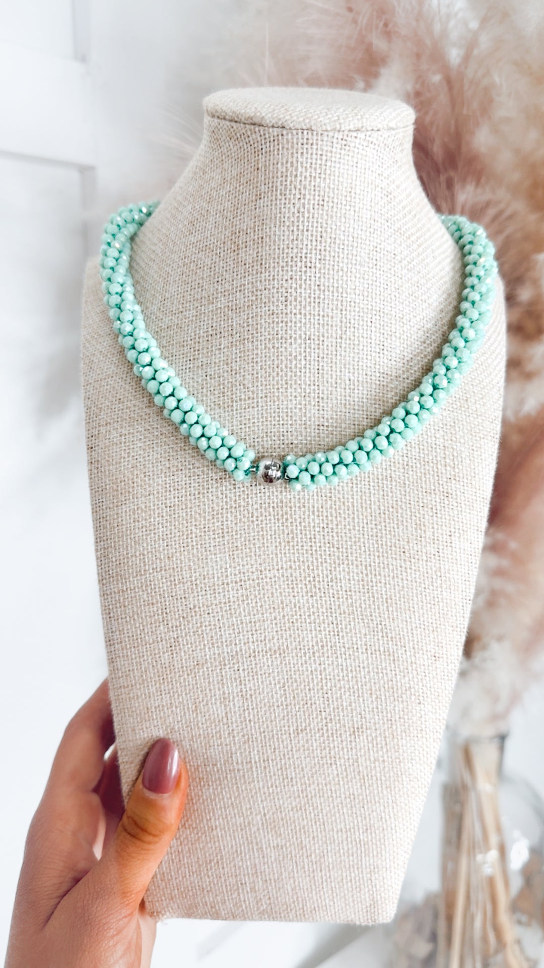 The Reba Beaded Necklace-Mint