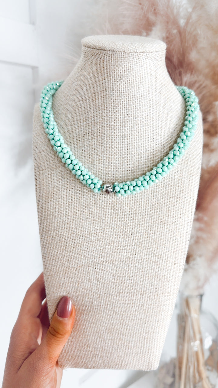 The Reba Beaded Necklace-Mint
