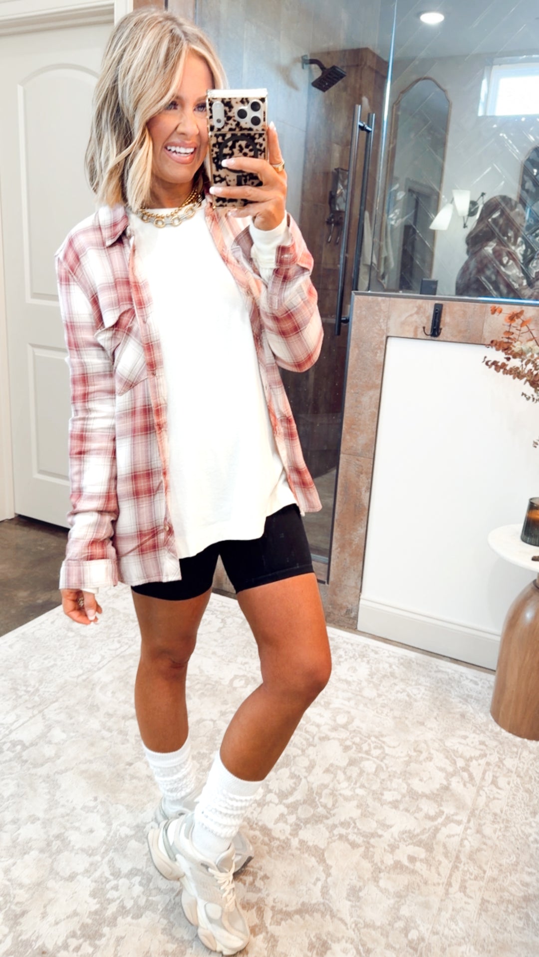 The Emerson Plaid Top-Wine