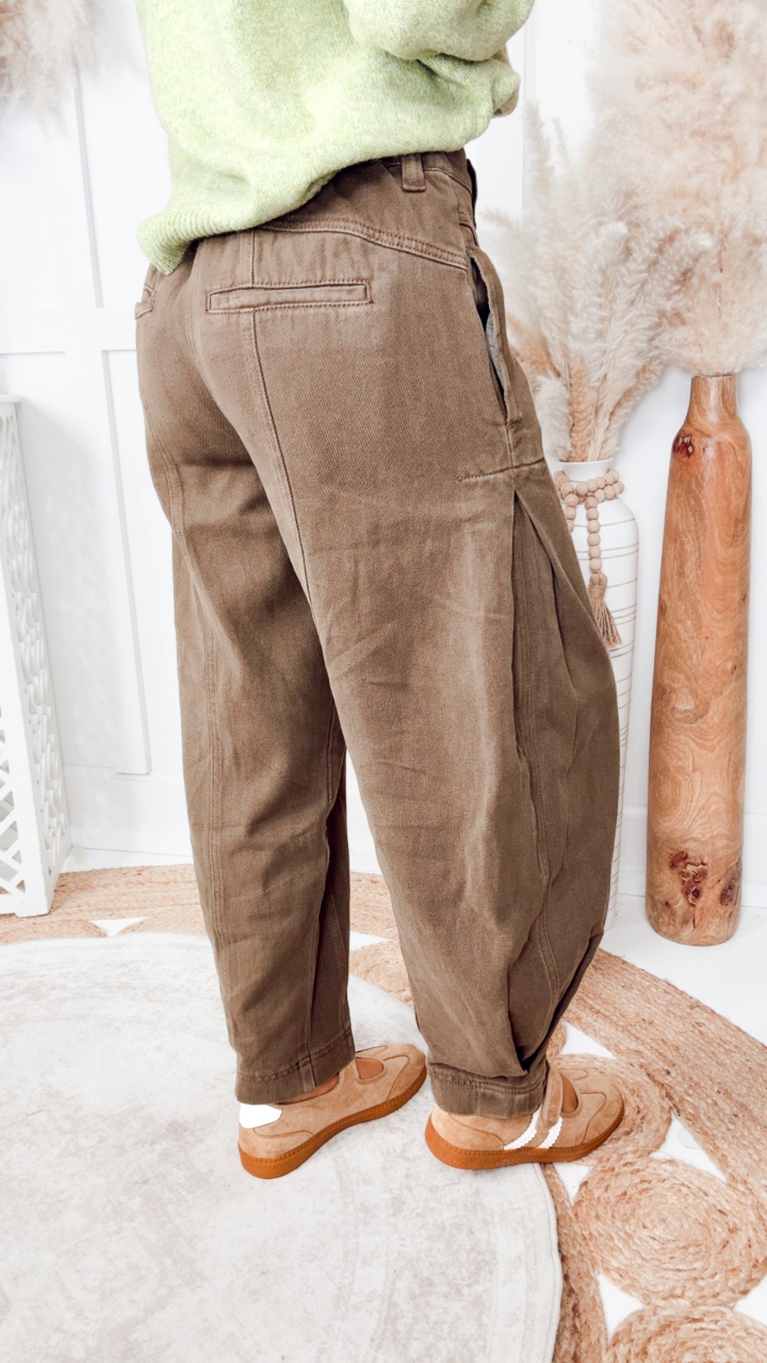 The Langston Barrel Pants-Moss