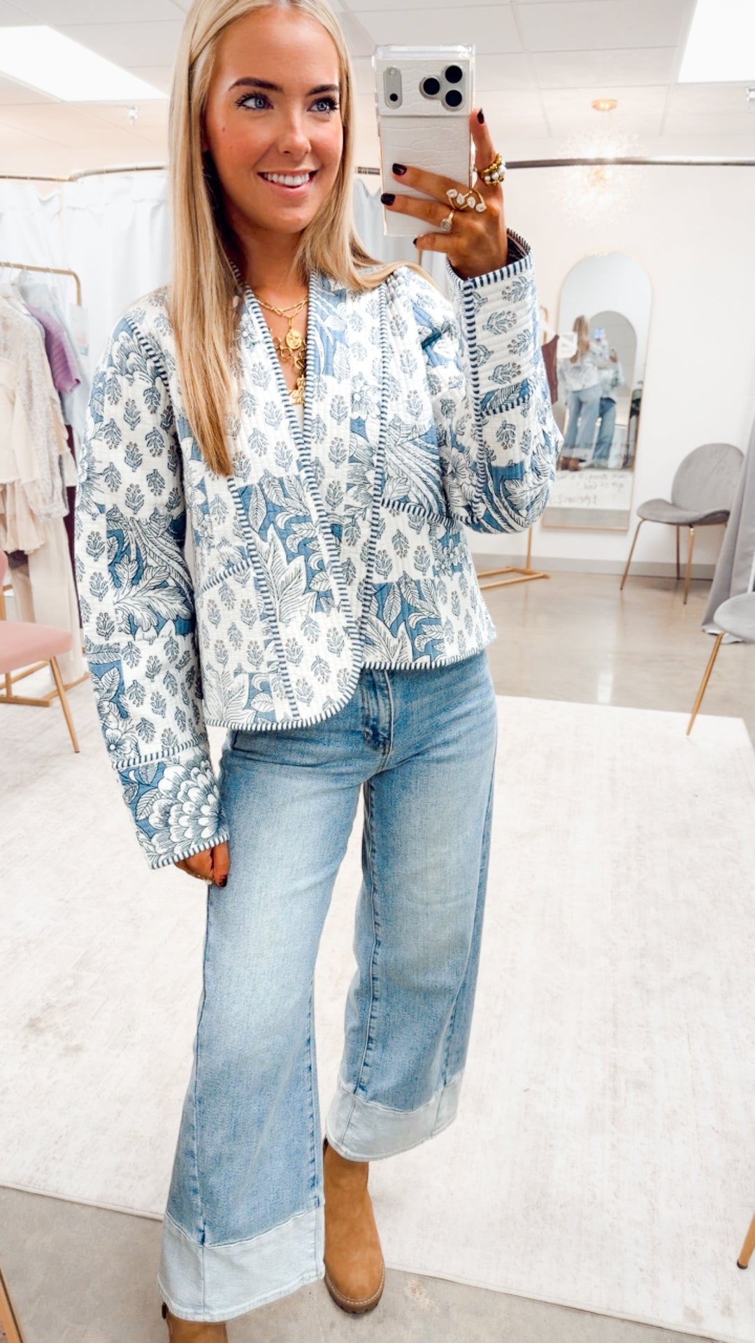 The Pippa Quilted Jacket-Blue Multi