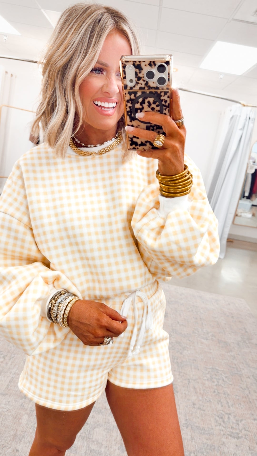Gingham Lounge Set-Yellow
