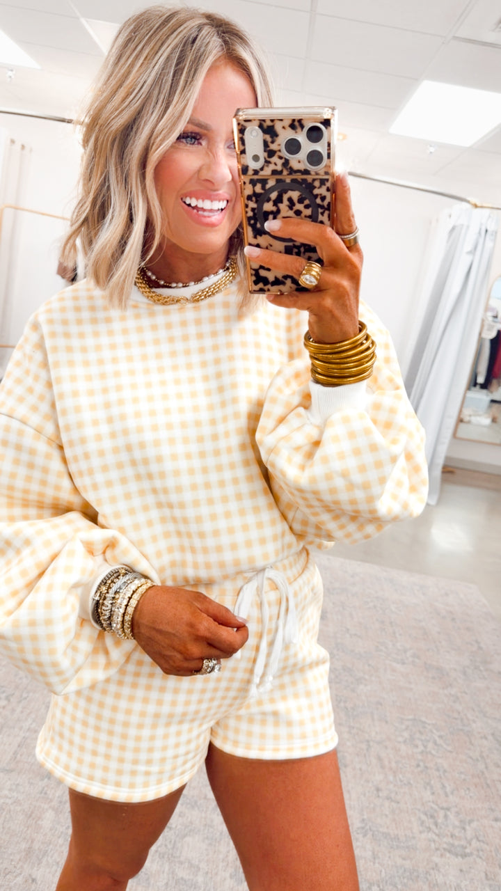 Gingham Lounge Set-Yellow