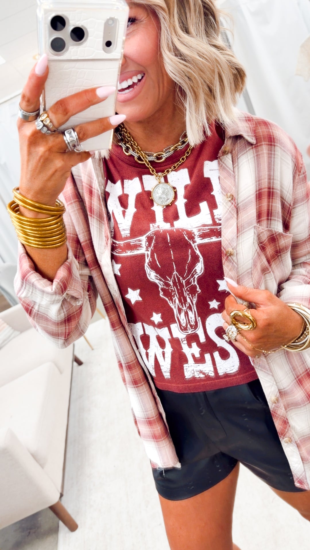 Wild West Longhorn Graphic Tee-Wine