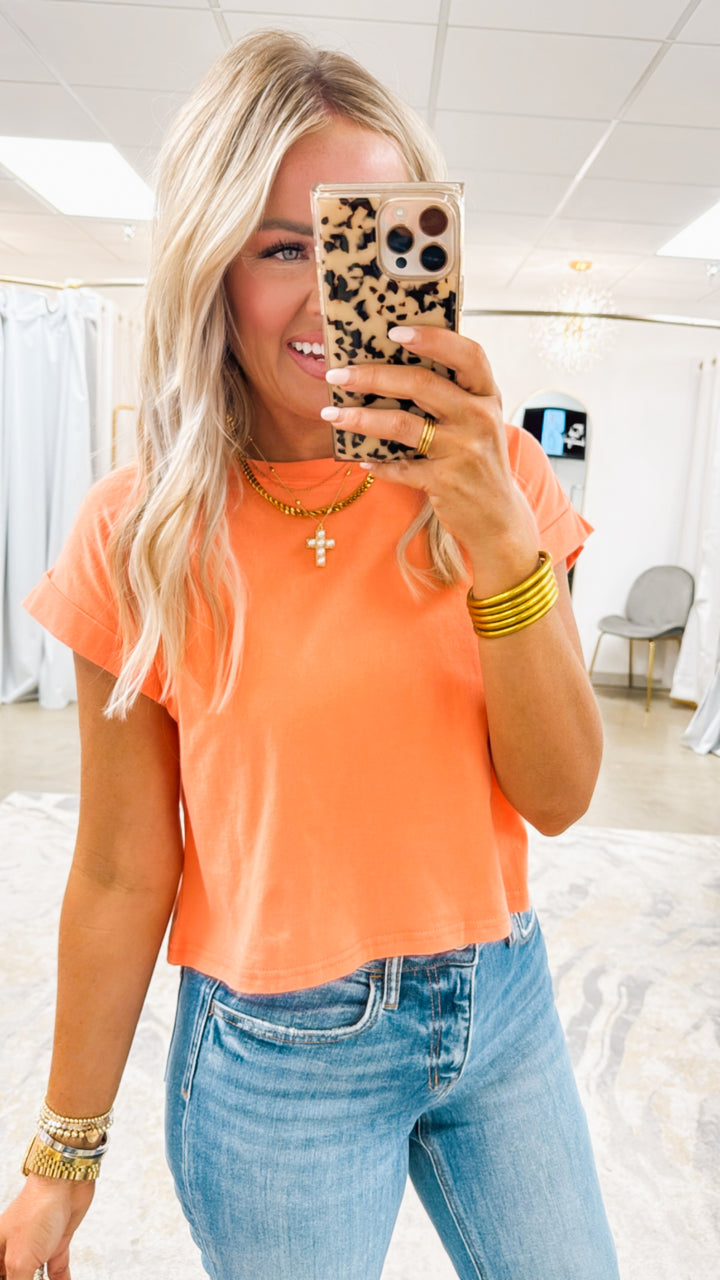 Basic Everyday Short Sleeve Top-Coral