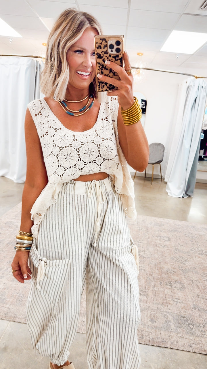 Mystic Crochet Tank Top-Natural