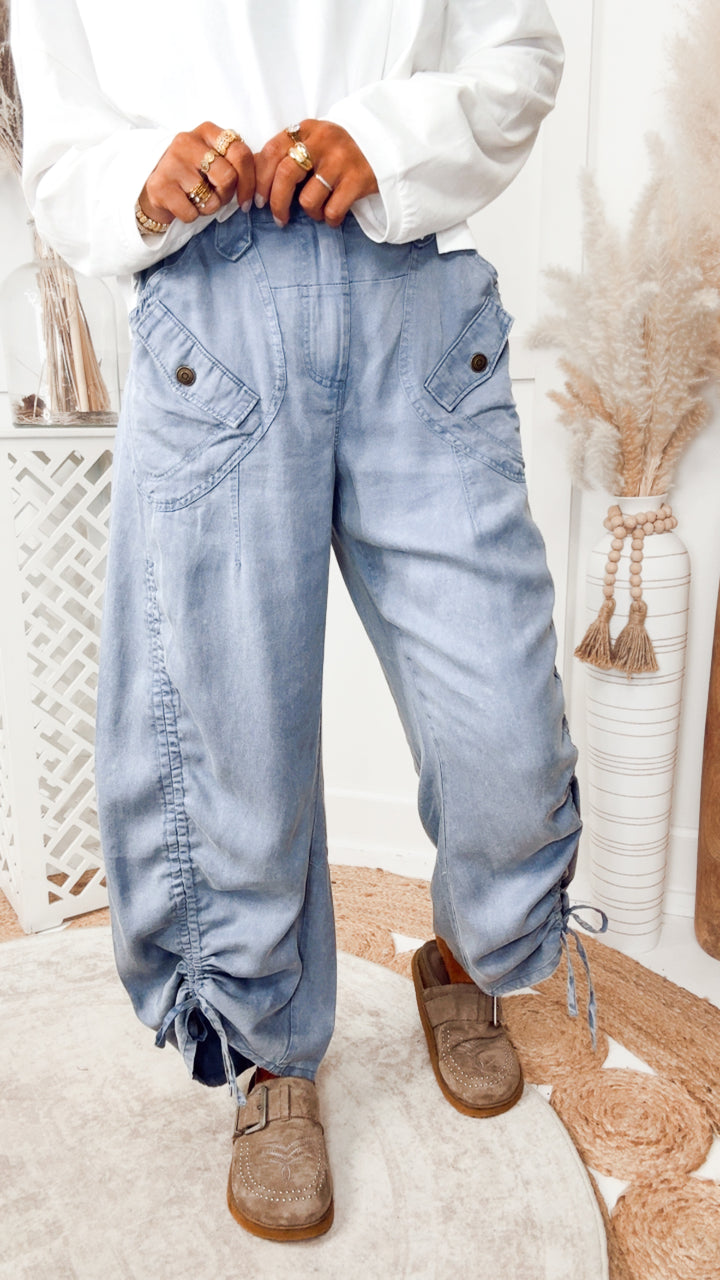 The Outlander Cargo Pants-Denim Blue