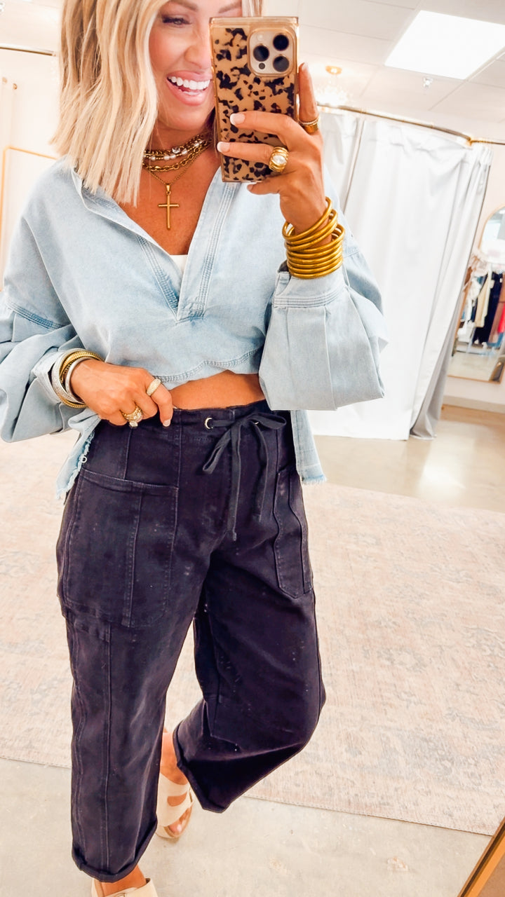 Avery Mineral Wash Denim Top