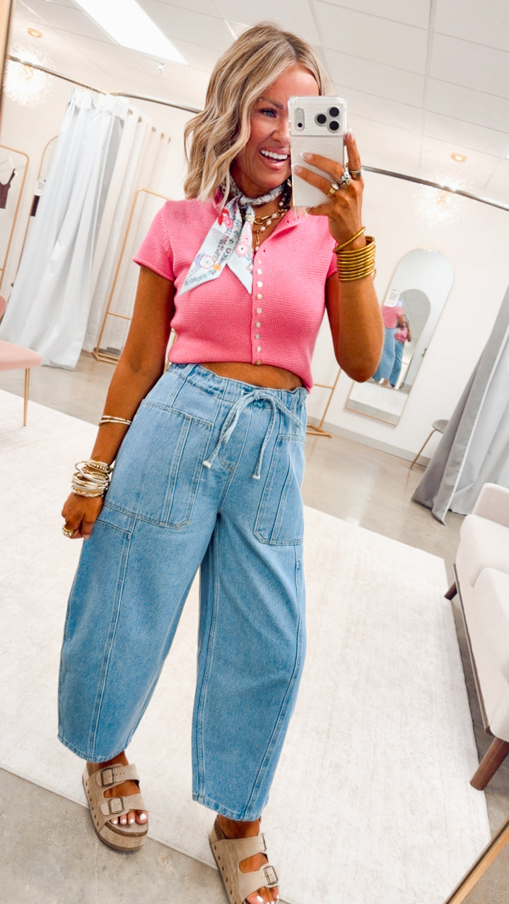 The Della Barrel Jean-Light Blue