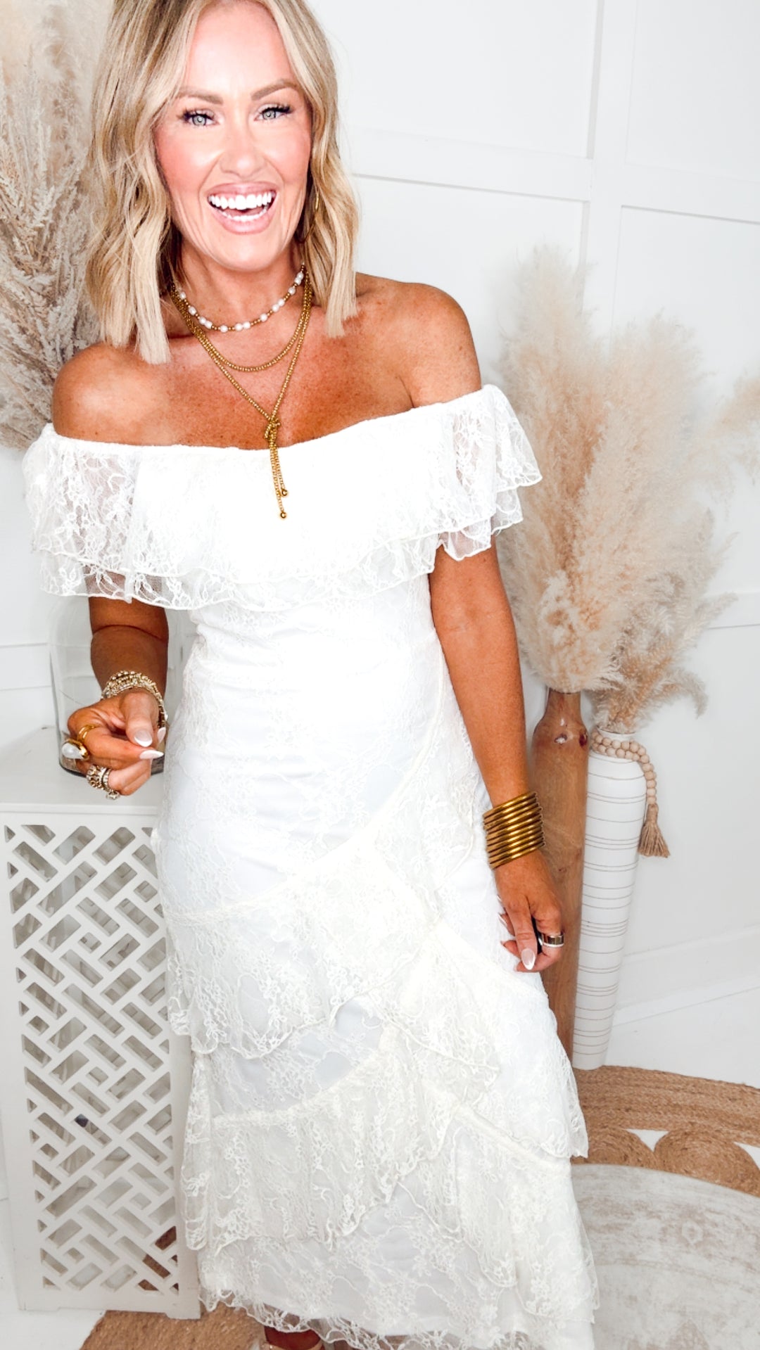 The Enchanted Lace Maxi Dress-Ivory