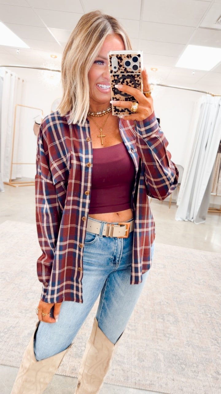 Bristol Plaid Flannel-Burgundy