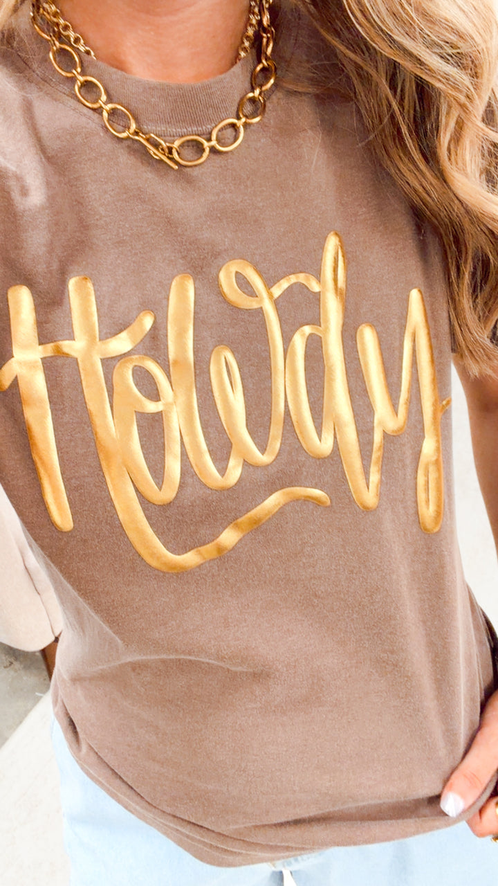 Howdy Gold Embroidered Tee