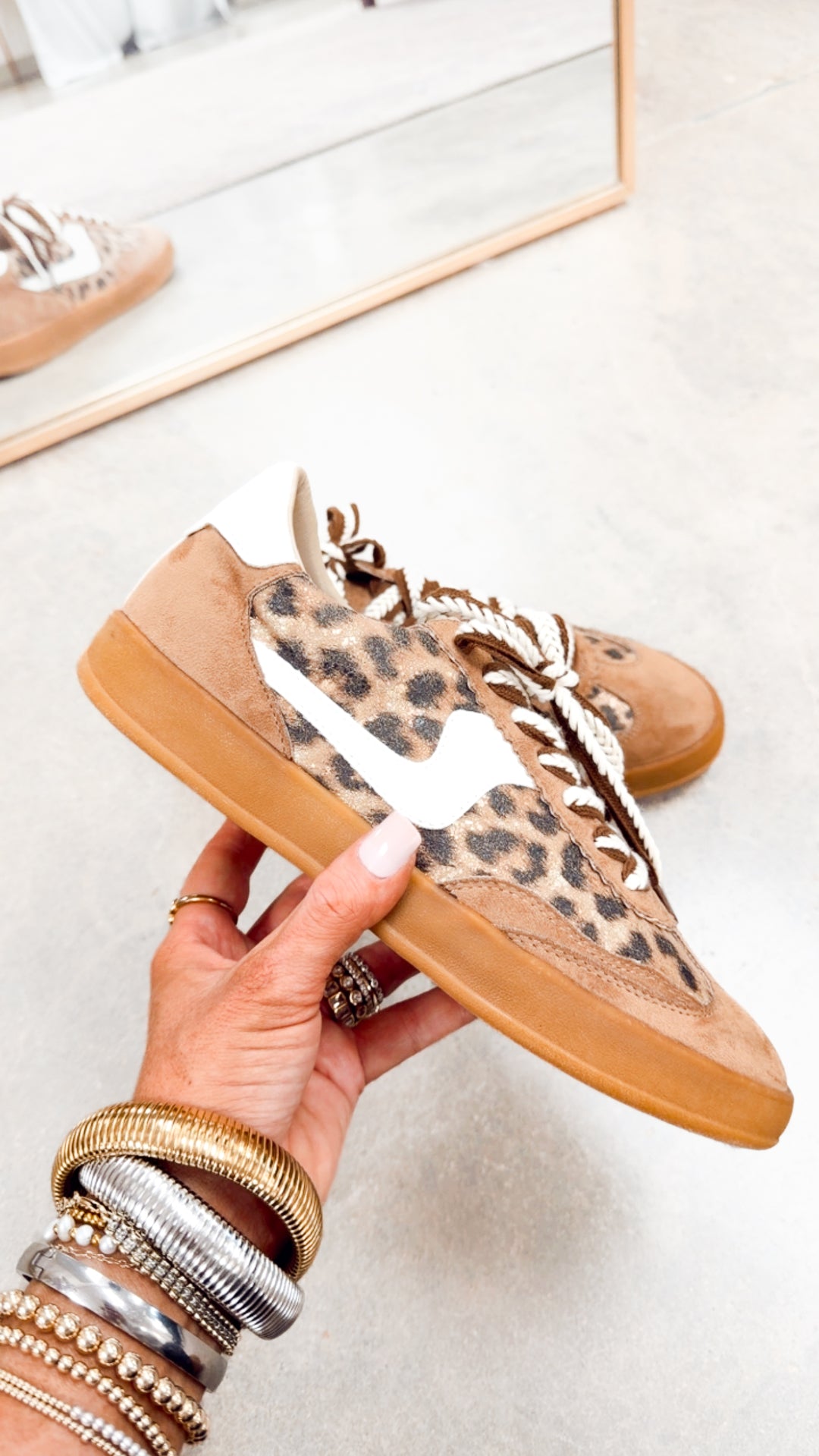 Destiny Lace Up Sneakers-Coffee Leopard