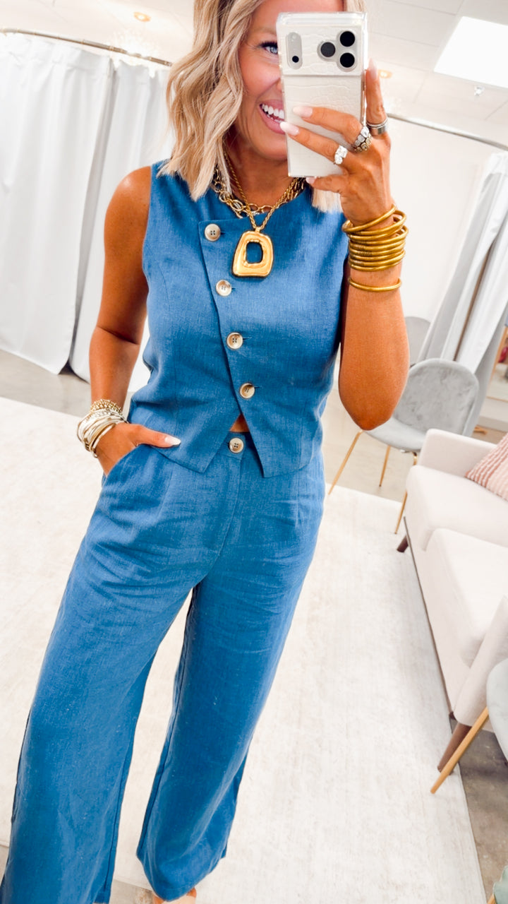 The Emersyn Asymmetrical Set-Imperial Blue