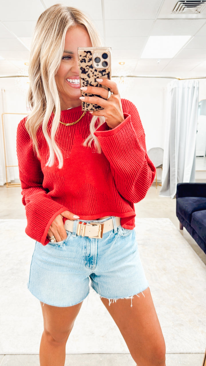 Starlit Sweater Top-Red