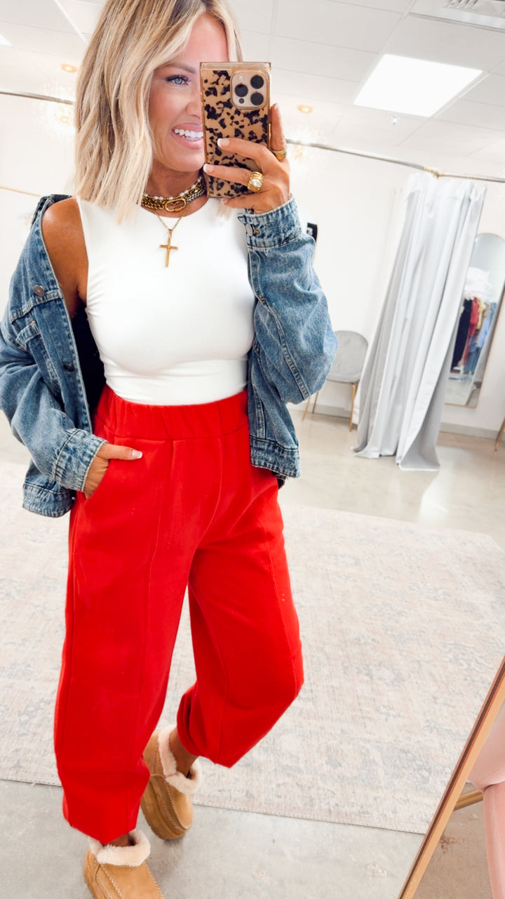 Easy Breeze Jogger Pants-Red