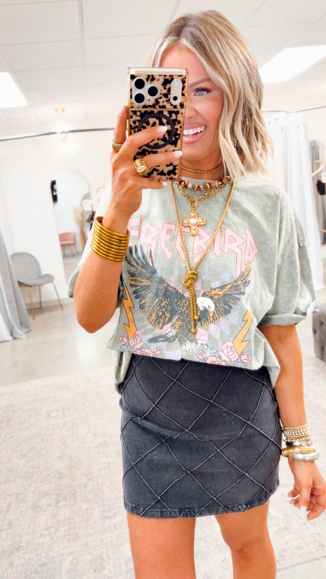 Willow Dust Mini Skirt-Charcoal Denim