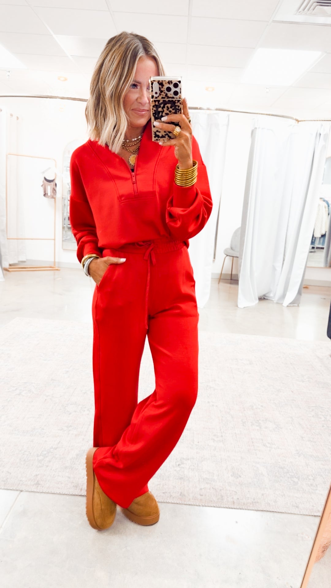 Smooth Form Half Zip Jacket-Red