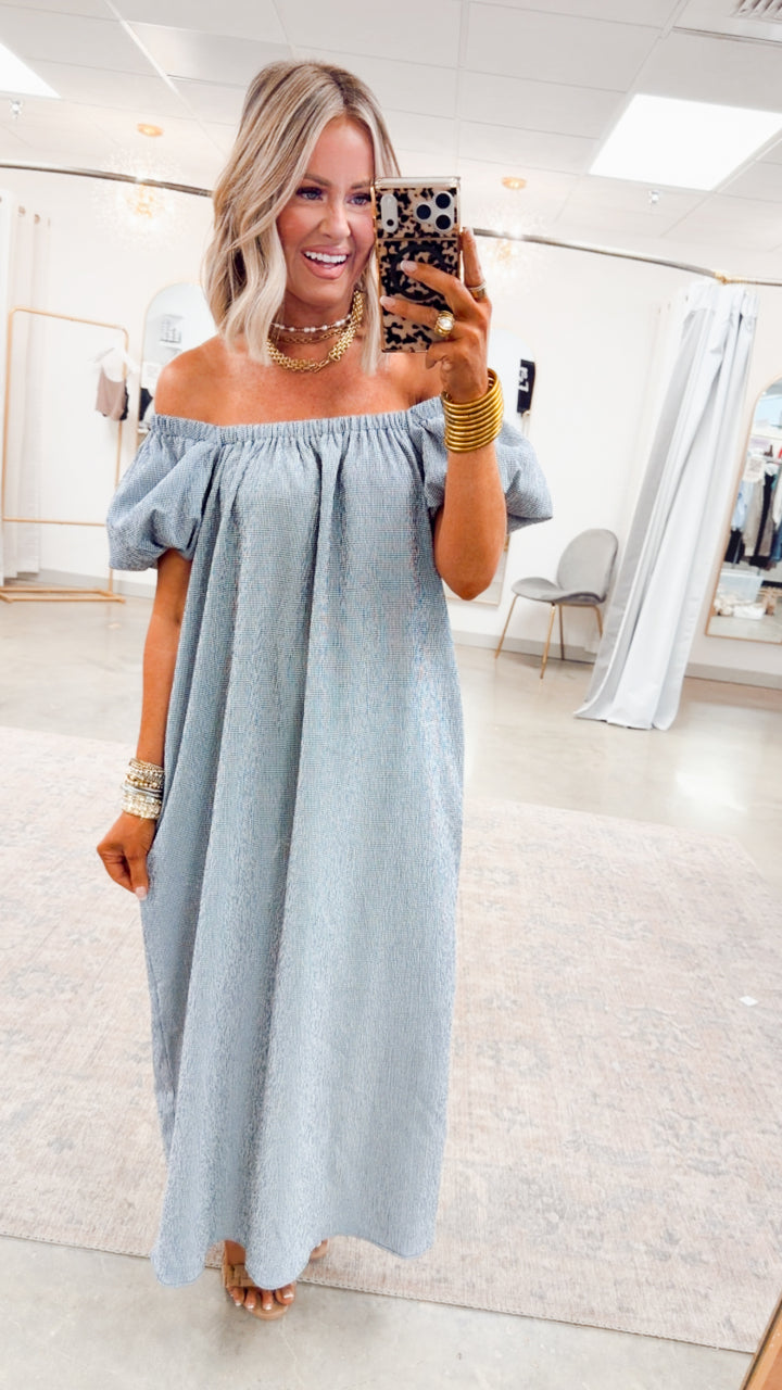 Coastal Gingham Midi Dress