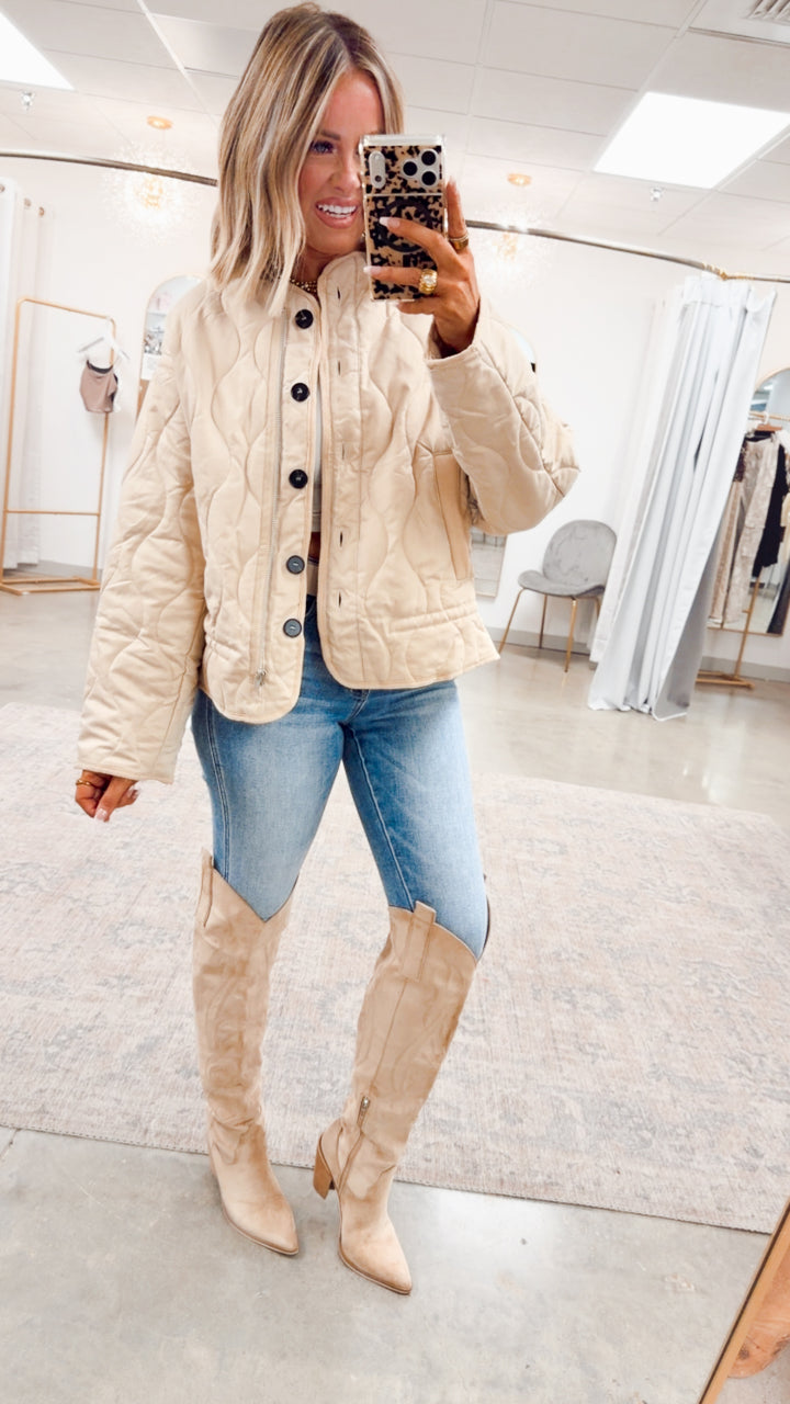 The Chalet Peplum Jacket-Beige