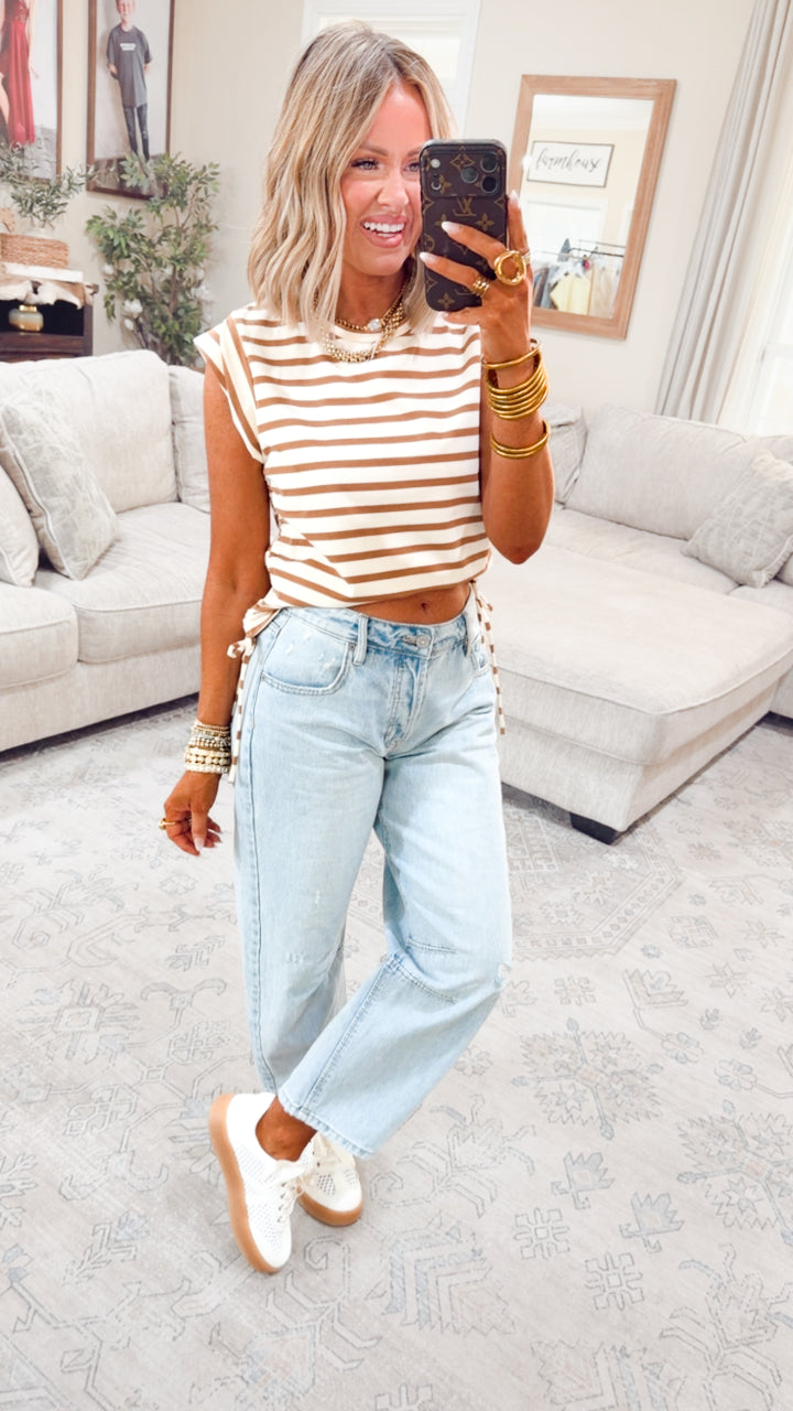 The Shoreline Stripe Top-Clay