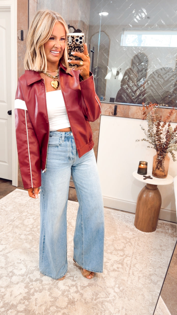 Camila Faux Leather Racer Jacket