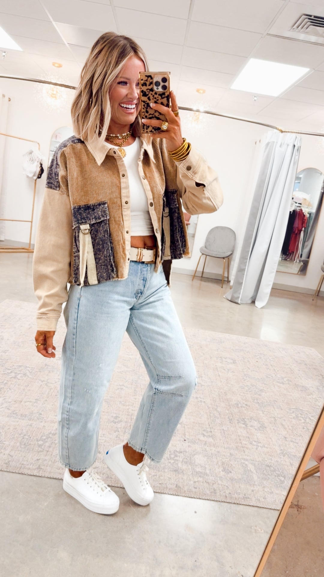 Corduroy Colorblock Top