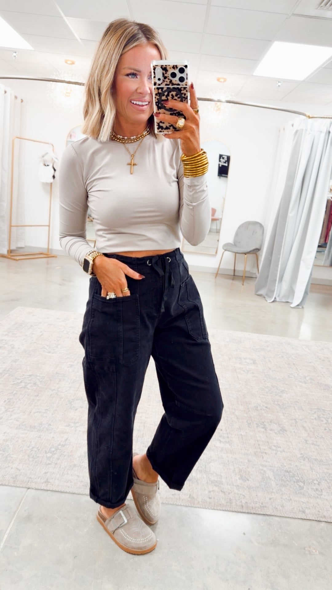 Laken Round Neck Top-Ash Mocha