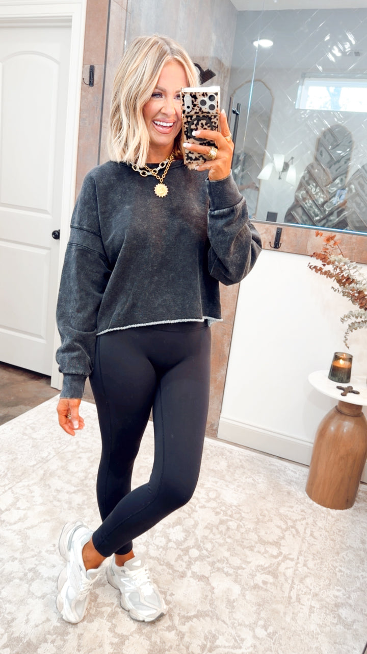 Motion Muse Openback Sweatshirt-Charcoal