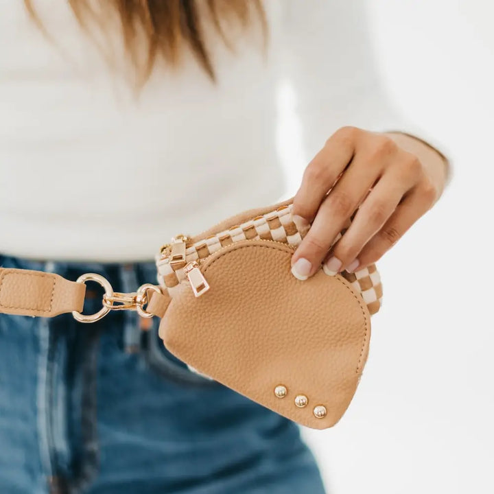 Wonderlust Woven Dual Pouch Wristlet-Cream