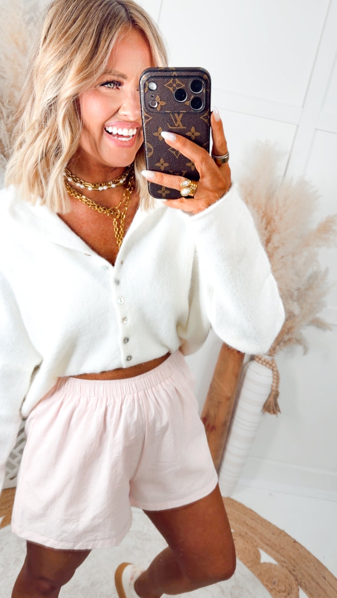Easy Days Stripe Shorts-Pink
