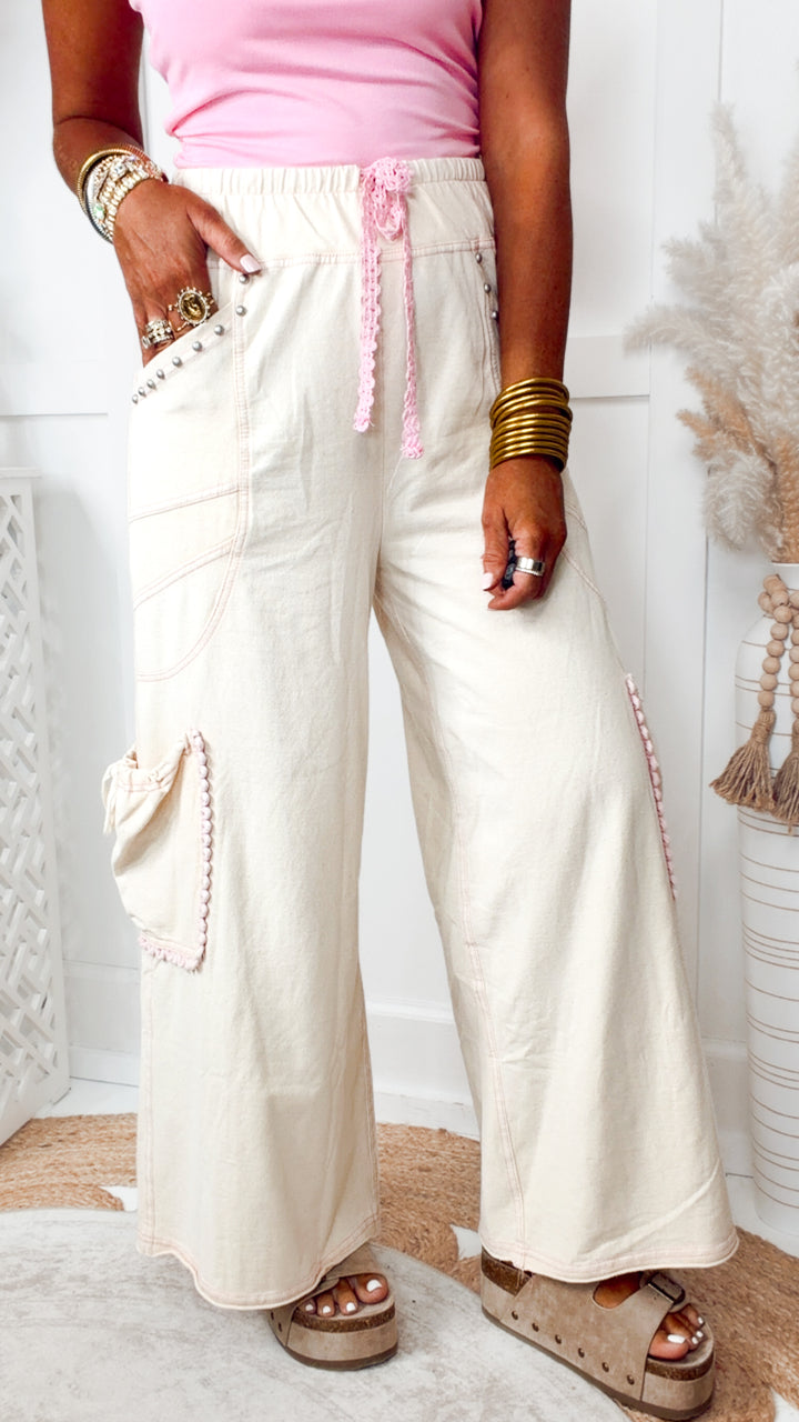 Onset Wide Leg Pants-Natural