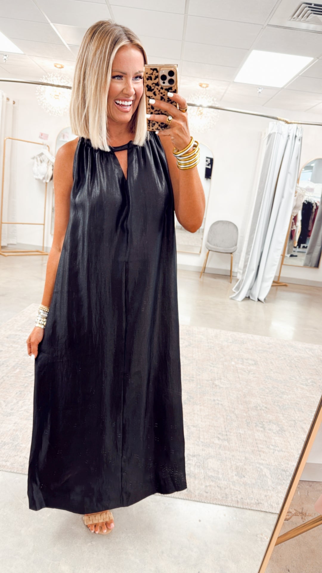 Halter Tie Back Dress-Black