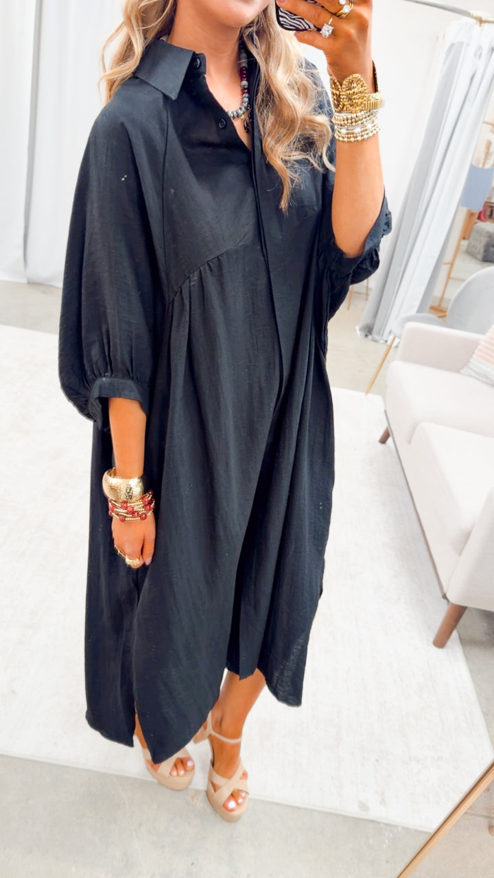 The Haven High-Low Shirt Dress-Black