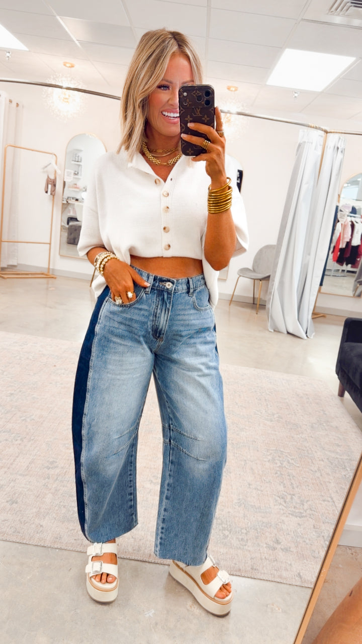 The Windsor Button Up Top-White