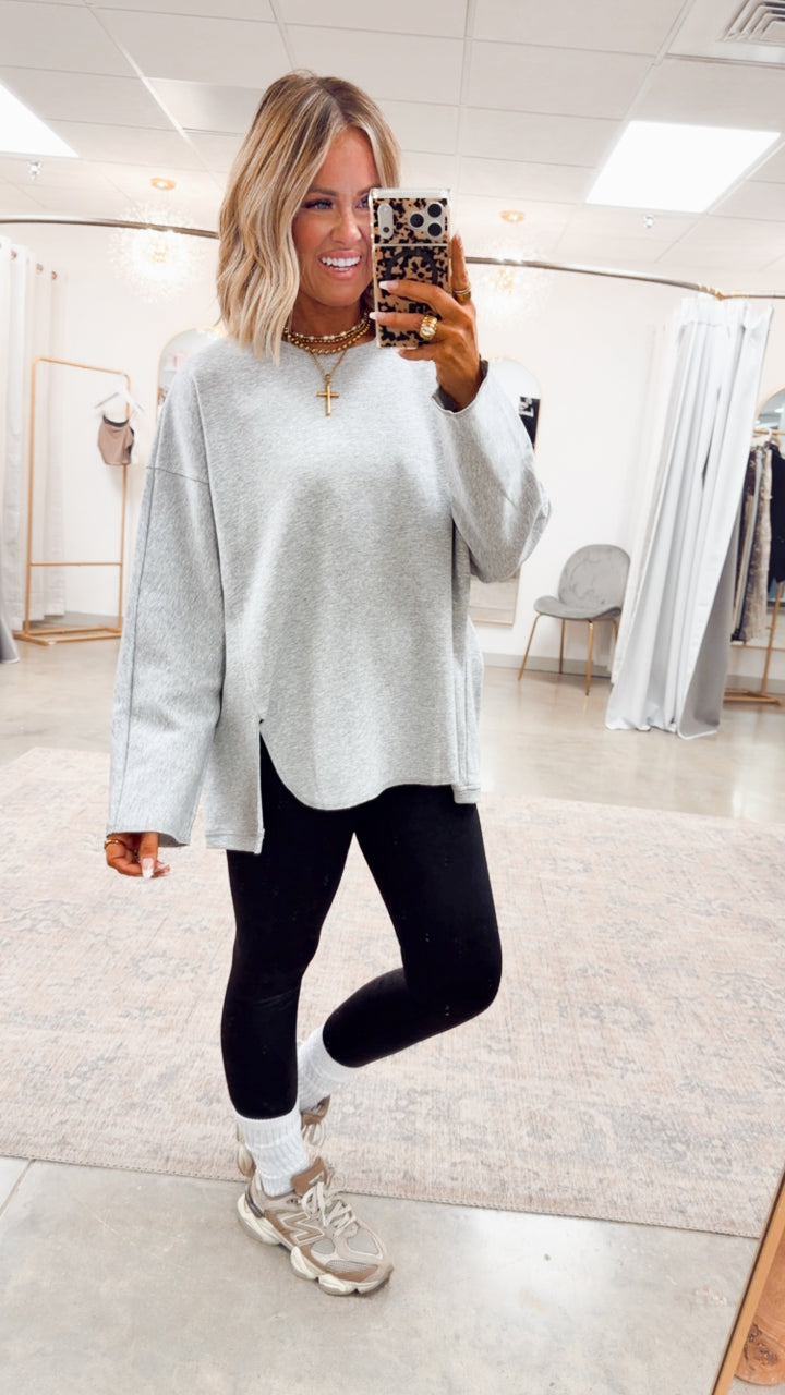 Grey Relaxed Side Slit Top