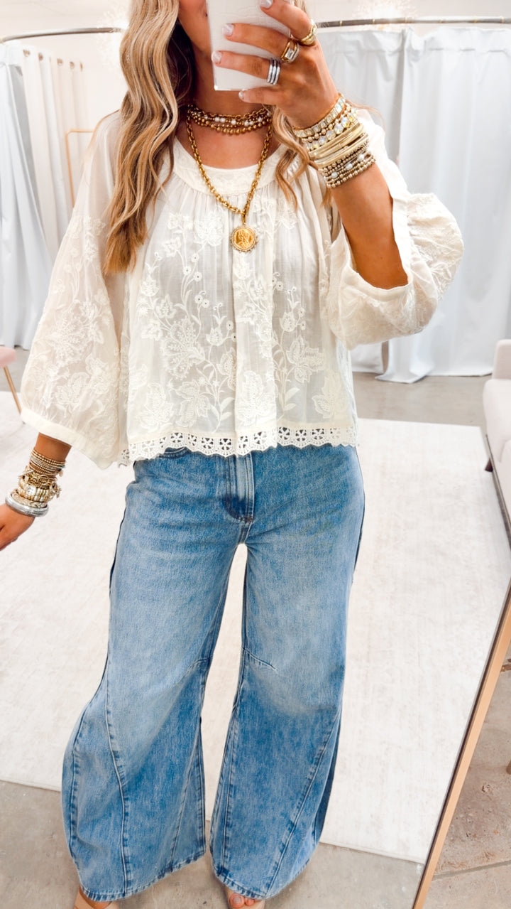 The Soft Spirit Floral Top-Natural