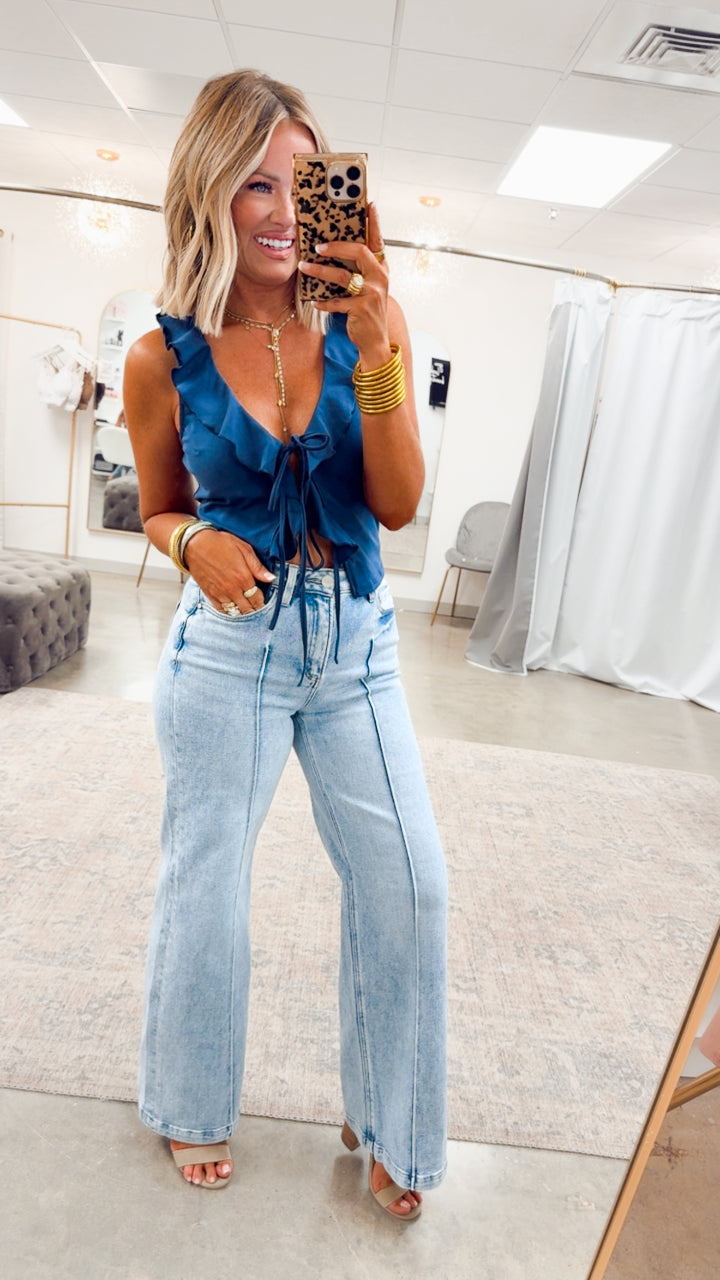 Ryder Ruffle Front Tie Top