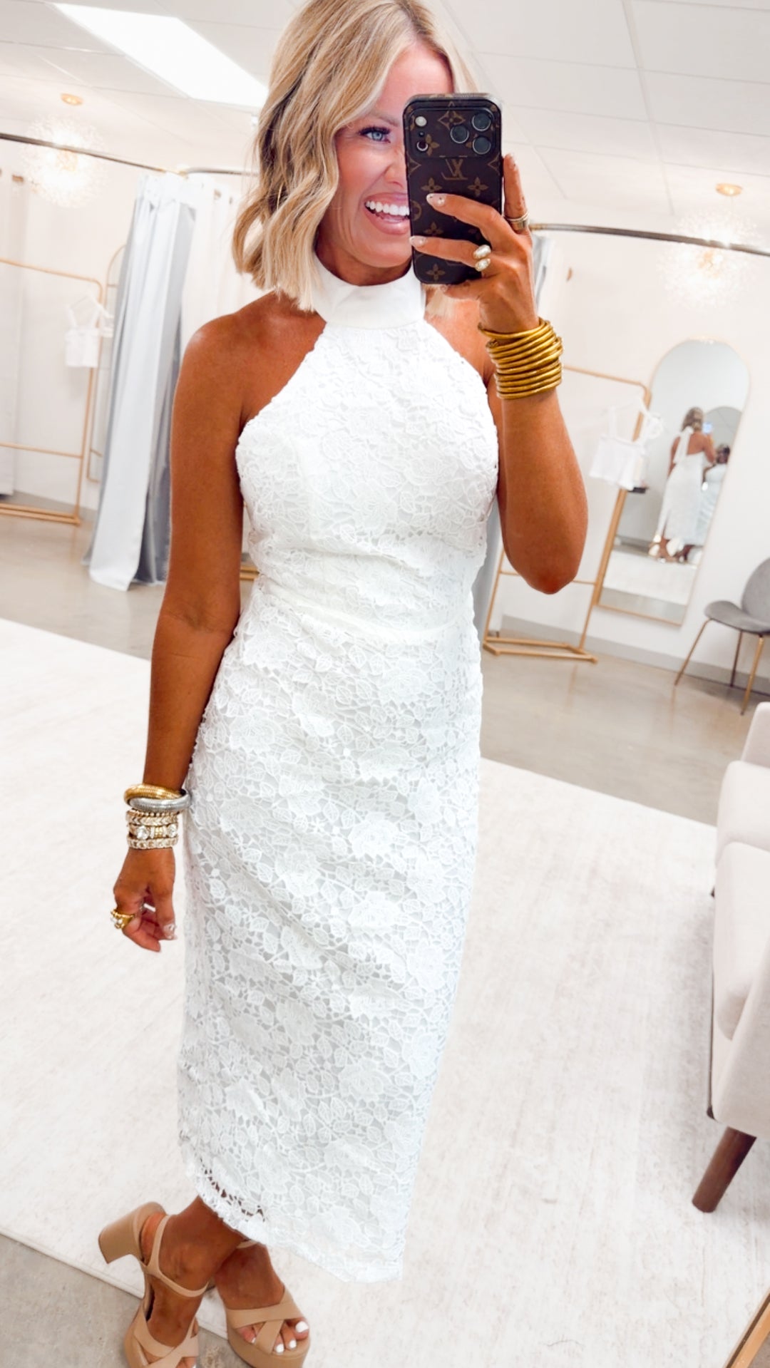 The Everlee Lace Midi Dress-Ivory