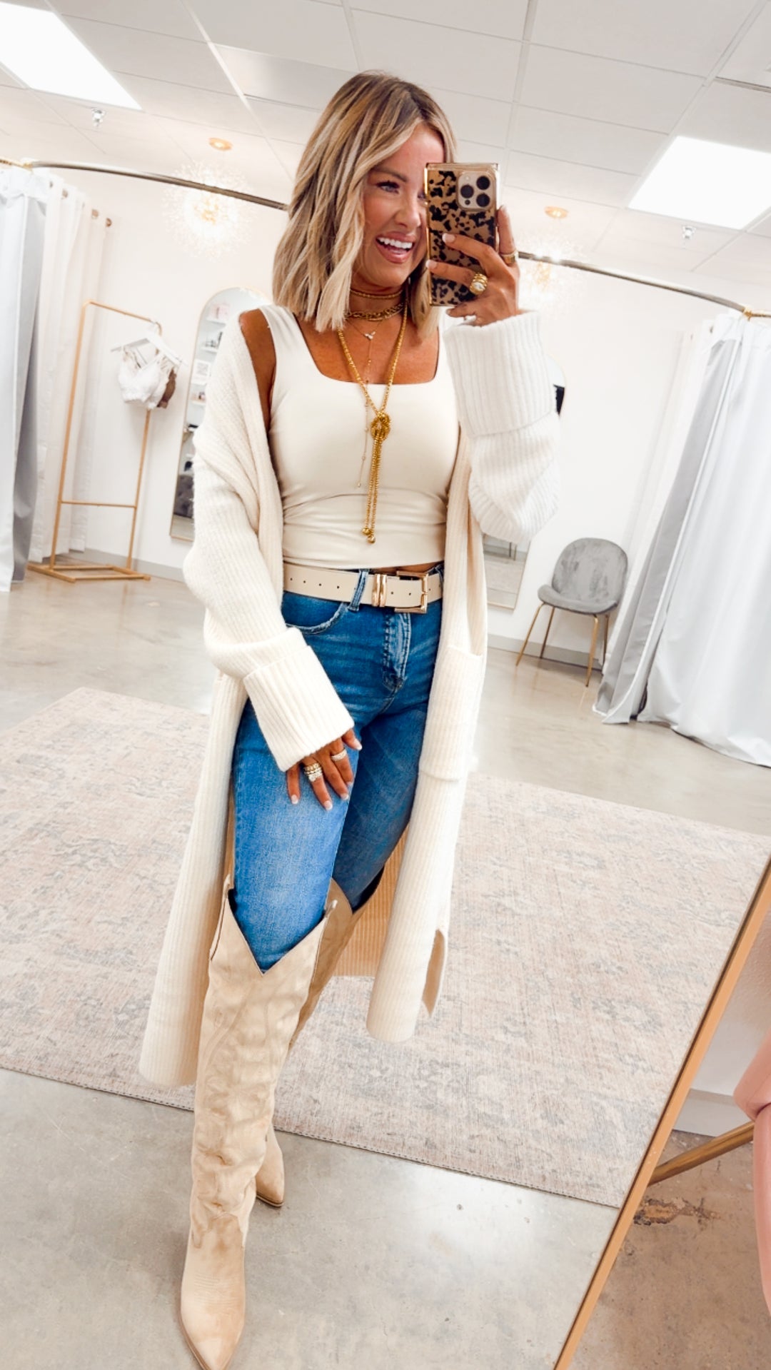 Ashby Longline Cardigan-Ecru