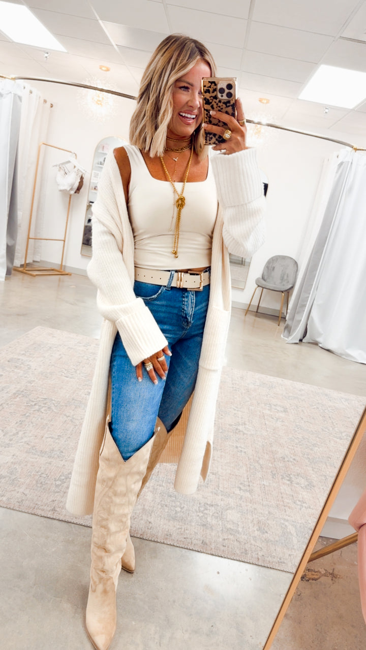 Ashby Longline Cardigan-Ecru