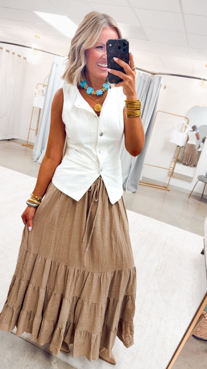 The Lace-Up Maxi Skirt-Rattan