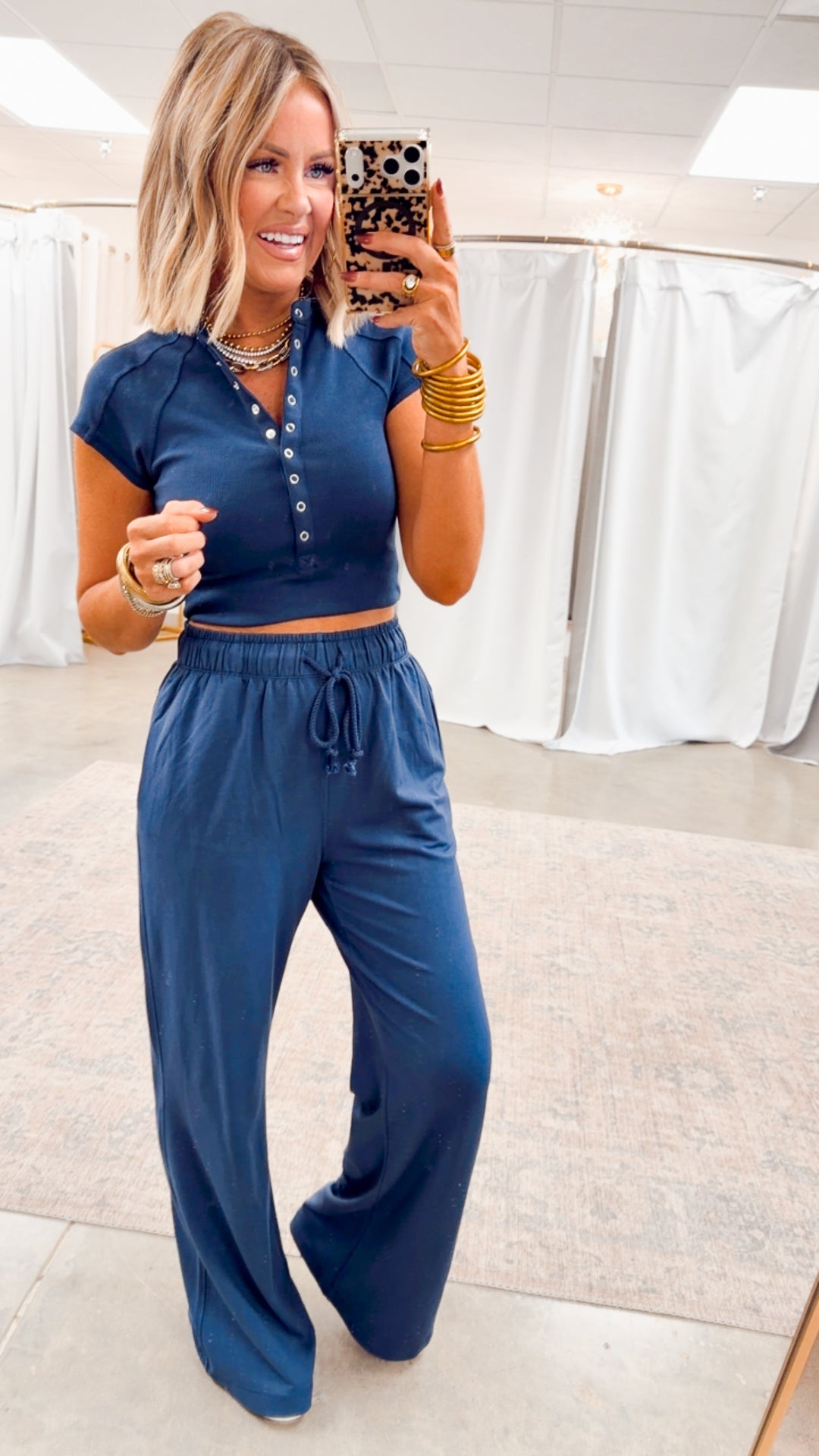 Evie Raglan Top & Pant Set-Navy