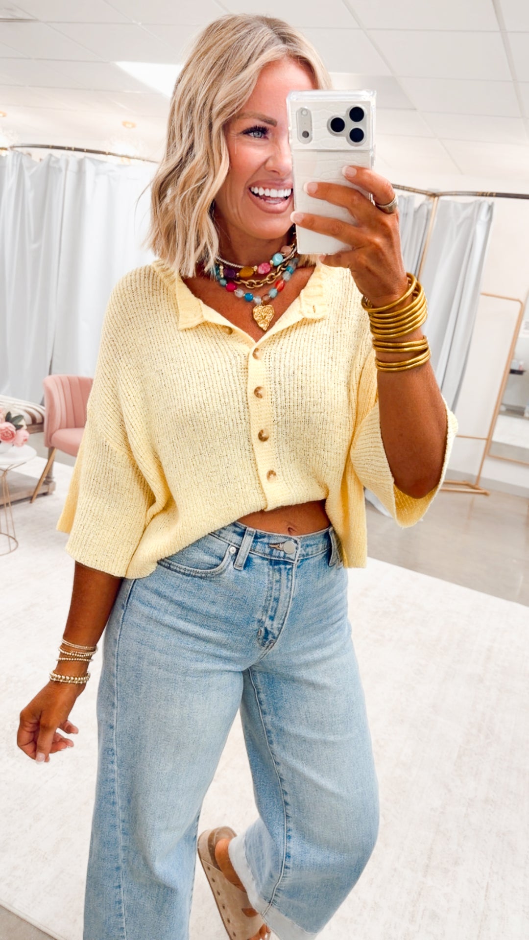 The Brandi Button Down Cardigan-Yellow
