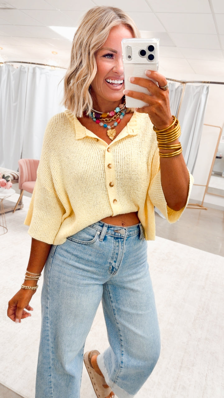 The Brandi Button Down Cardigan-Yellow