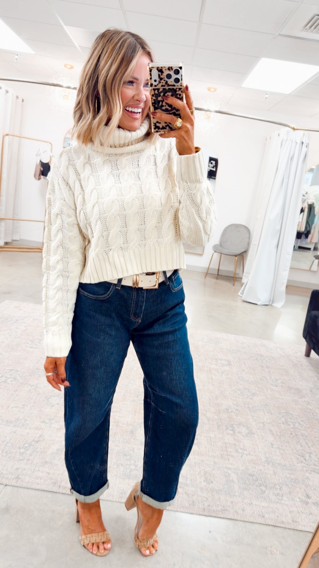 Isabella Turtle Neck Sweater-Cream