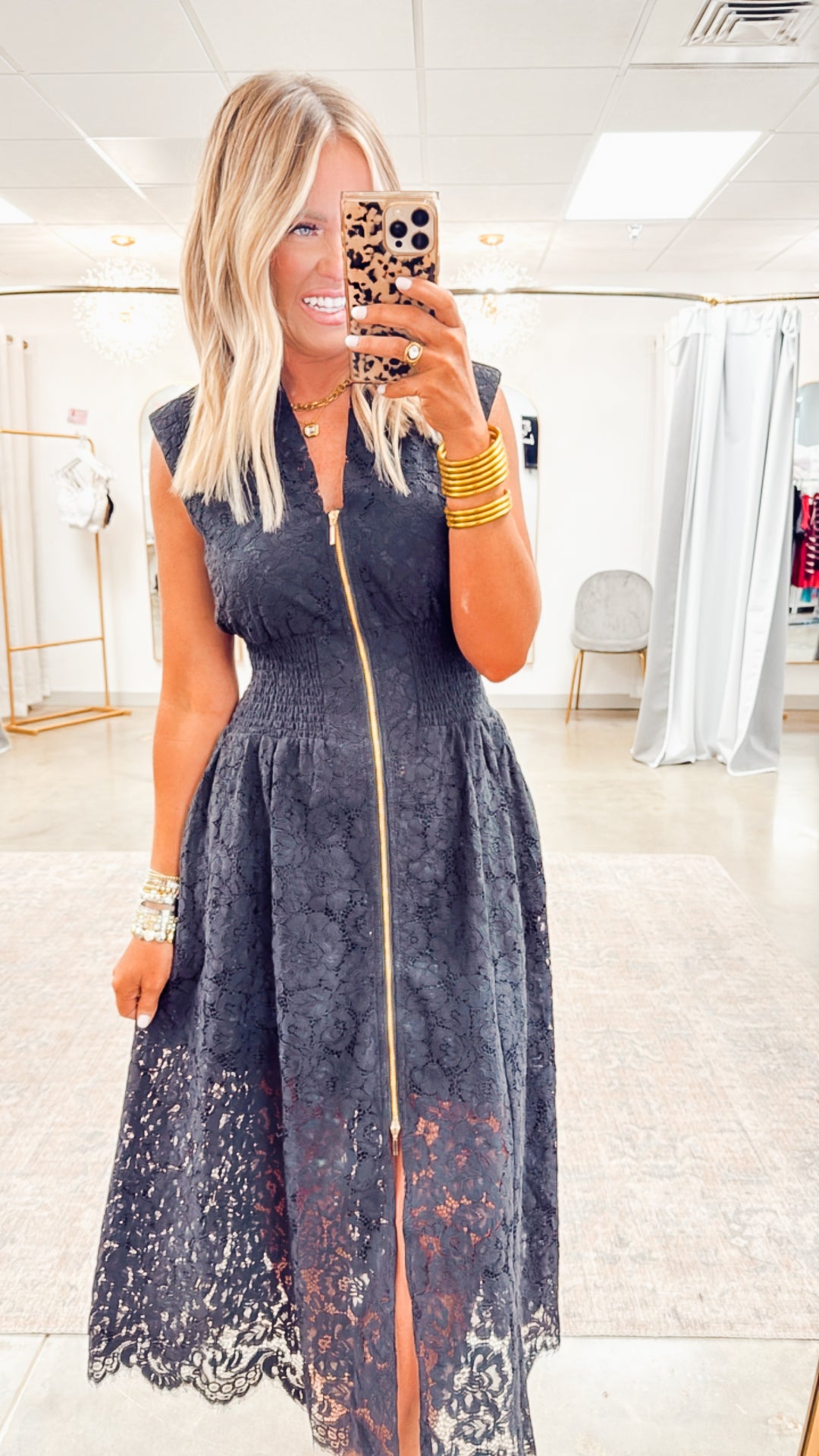Jackie Lace Midi Dress-Black