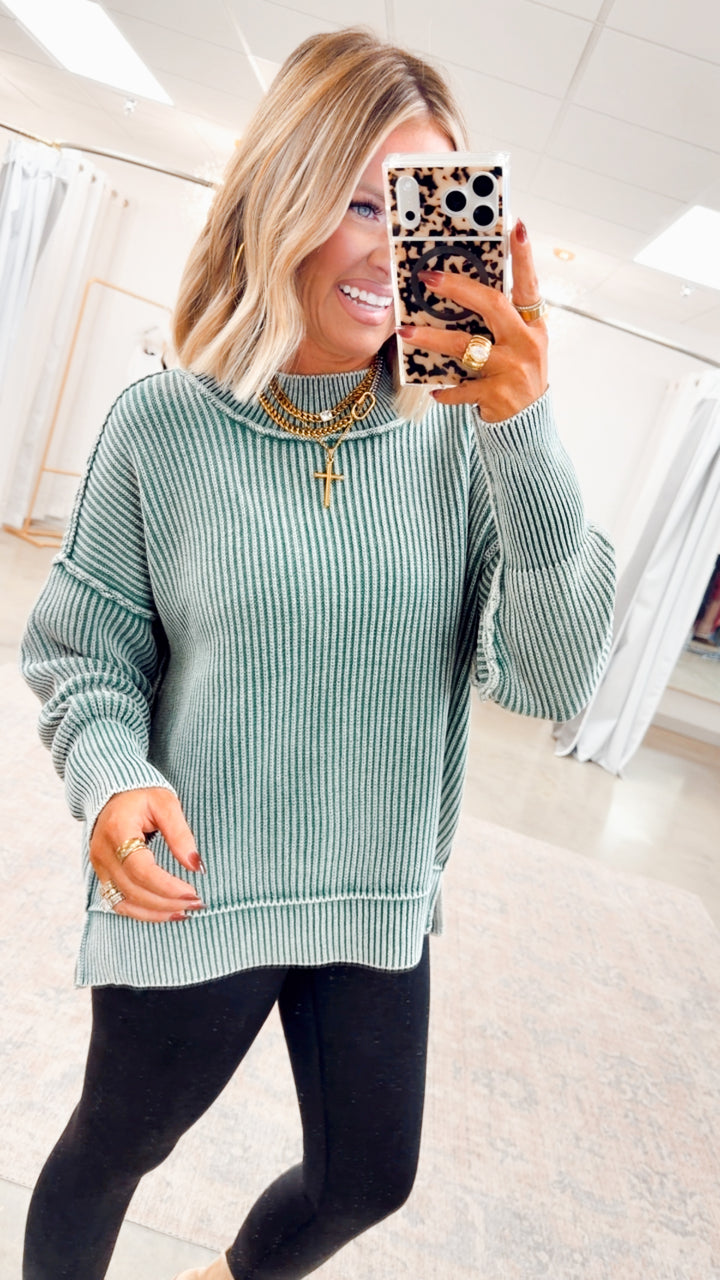 Breezy Cropped Sweater-Hunter Green