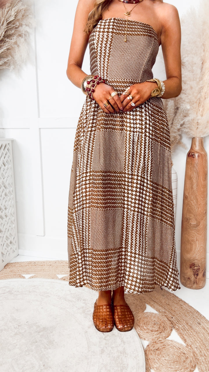 Gingham Print Midi Dress
