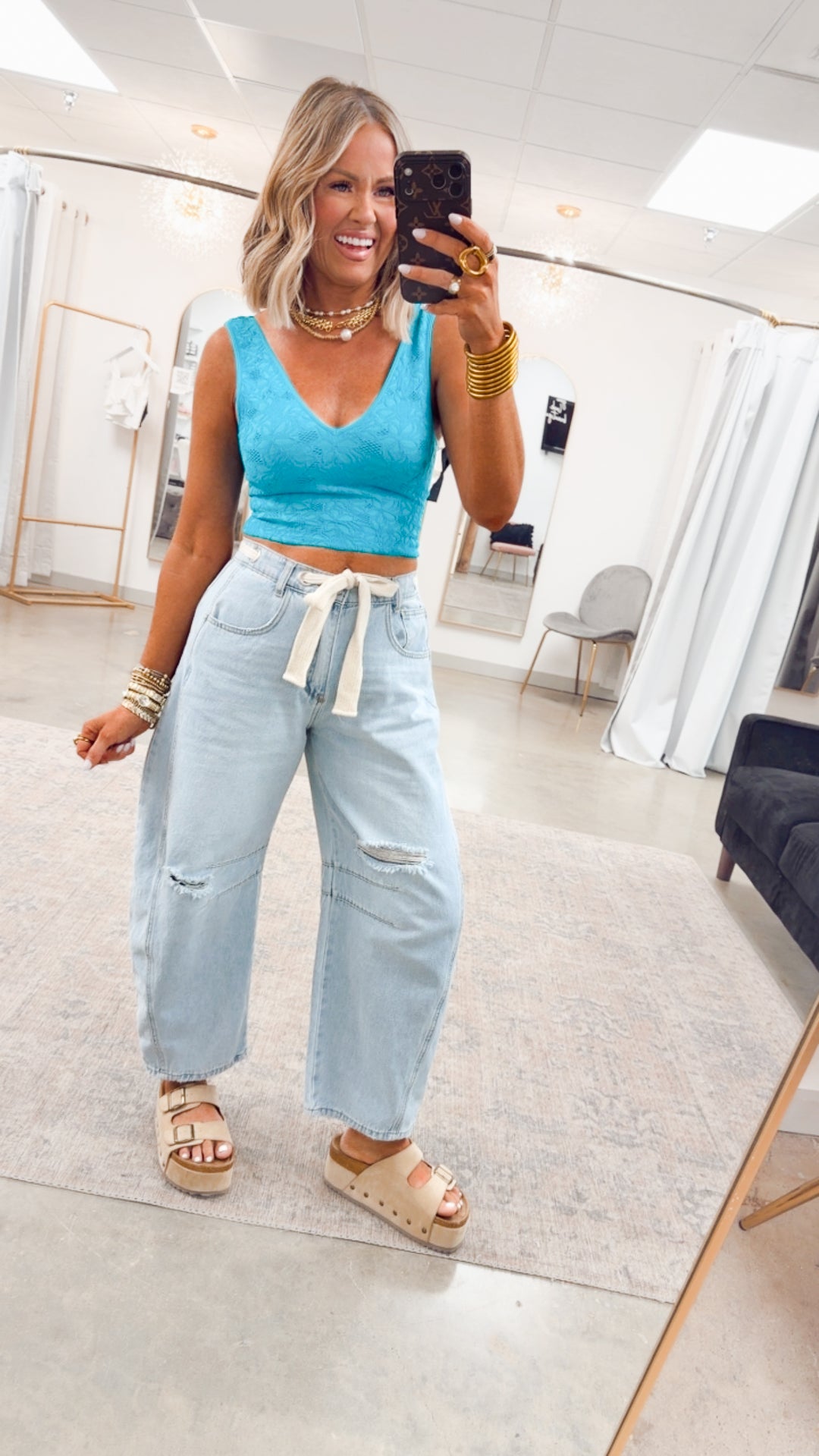 The Bloom Babe Tank-Bluebird